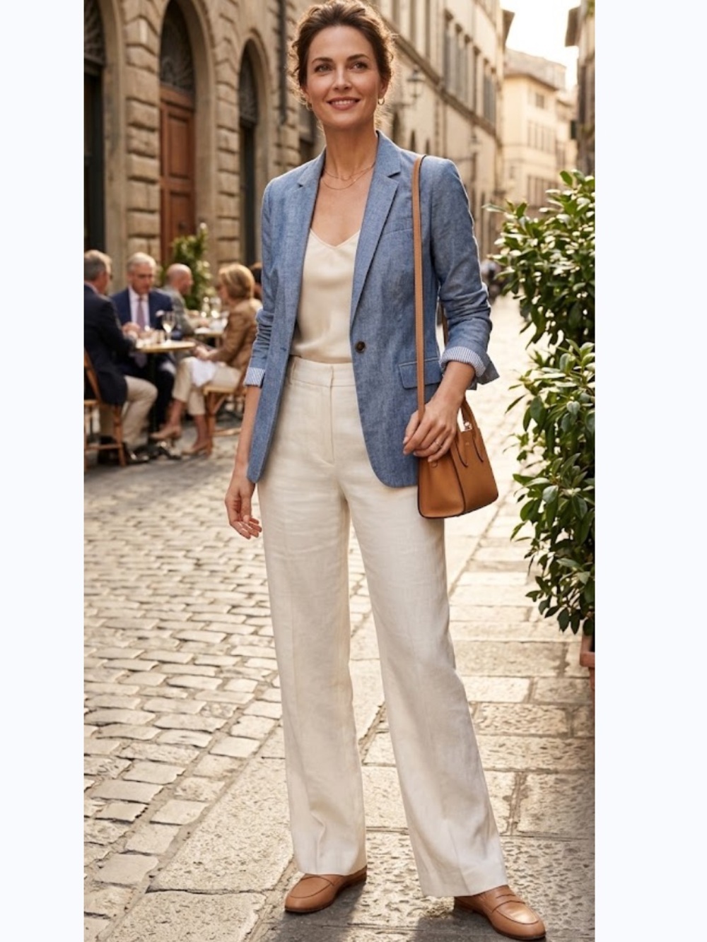 J. Crew Women's Light Blue Chambray Single-Button Blazer